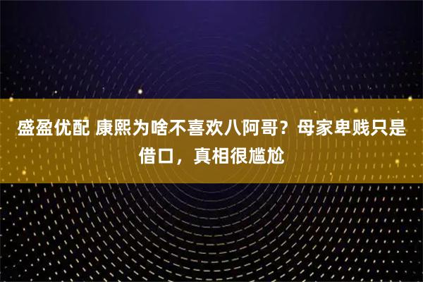 盛盈优配 康熙为啥不喜欢八阿哥？母家卑贱只是借口，真相很尴尬